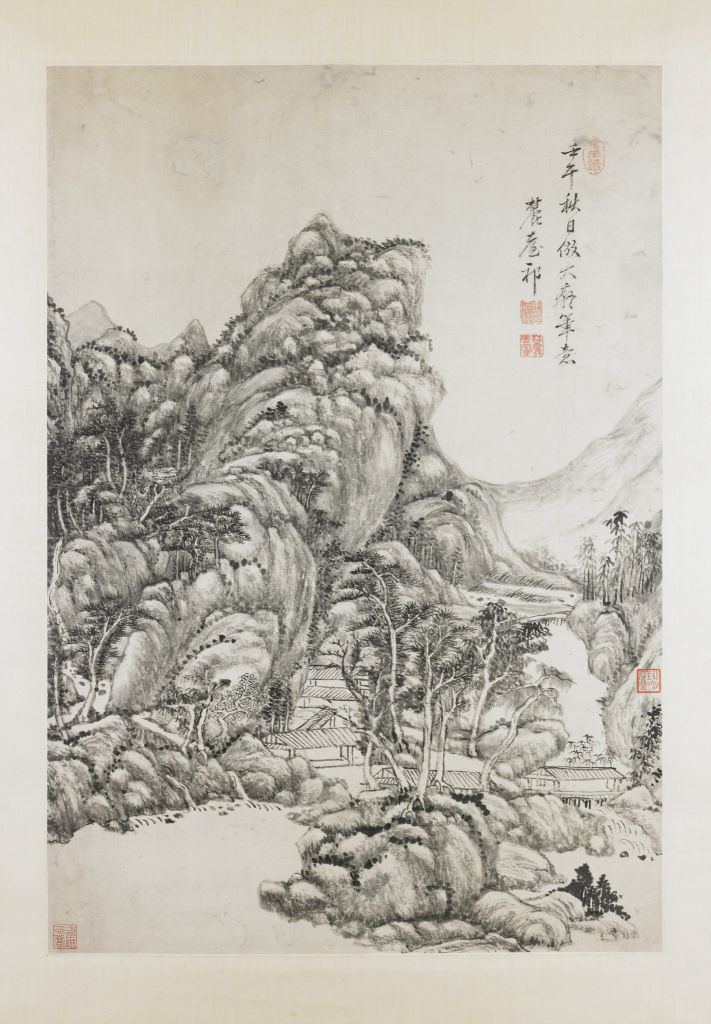 图片[1]-Wang Yuanqi imitates Huang Gongwang’s landscape map axis-China Archive